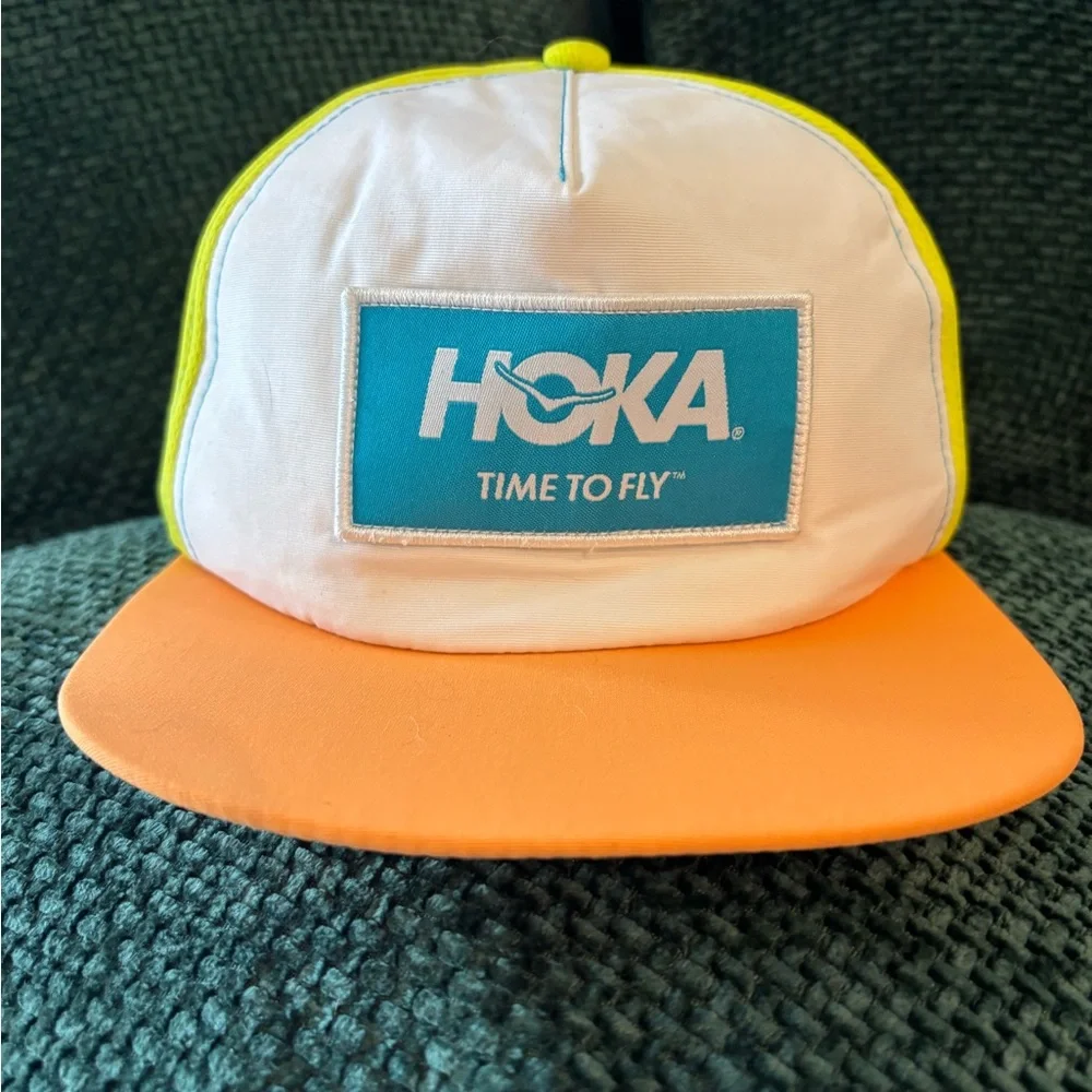 HOKA ONE ONE Time to Fly Color Block Running Cap Trucker Strap Back Retro hat - Picture 5 of 12
